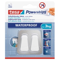 Tesa Powerstrips Doppelhaken (Waterproof Metall-Kunststoff) silber-weiß