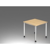 Hammerbacher Schreibtisch ahorn quadratisch, 4-Fuß-Gestell silber 80,0 x 80,0 cm