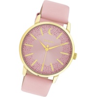 OOZOO Quarzuhr Oozoo Damen Armbanduhr Timepieces, (Analoguhr), Damenuhr Lederarmband pink, rundes Gehäuse, groß (ca. 40mm) lila