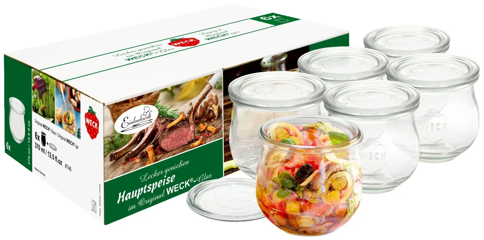 Einkochwelt Hauptspeisenglas 6er-Set WECK - B/H/T ca. 18.70x9.20x27.70