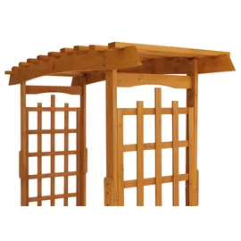 Mendler Rosenbogen mit Sitzbank HWC-Q21, Gartenbogen Rankhilfe Bank Gartenbank Holz FSC®-zertifiziert 201x160x60cm ~ natur