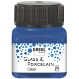 Kreul 16217 - Glass & Porcelain Clear, transparente Glas- und Porzellanmalfarbe auf Wasserbasis, schnelltrocknend, glasklar, 20 ml im dunkelblau,