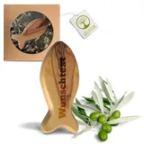 Fisch aus Olivenholz - Handgemachter Handschmeichler als Geschenk zur Geburt, Taufe Kommunion und zur Firmung (Mit Gravur)