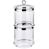 Edzard Glasdose Lia (H 29 cm, ø 14 cm), 2-stöckig, Deckel, mundgeblasenes Kristallglas mit Platinrand