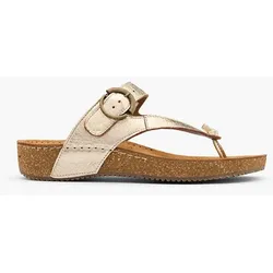 Leder Zehentrenner - Damen - gold