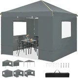 cobizi Faltpavillon 3 x 3 m inkl. 4 Seitenteile Grau