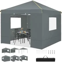 cobizi Faltpavillon 3 x 3 m inkl. 4 Seitenteile Grau
