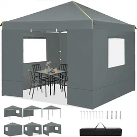 cobizi Faltpavillon 3 x 3 m inkl. 4 Seitenteile Grau