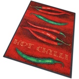 Wash+Dry Hot Chilli Dekorative Fußmatte Indoor Rechteckig Grün, Rot