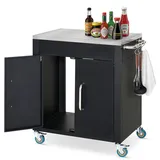 Homcom Küchenwagen Schwarz, Metall, 50x86.5x86 cm