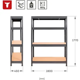 Stier Fachbodenregal Leder 1770x1800x450 mm