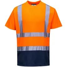PORTWEST Zweifarbiges Warnschutz T-Shirt, S378, : S - orange/marine