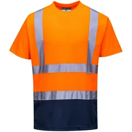 PORTWEST Zweifarbiges Warnschutz T-Shirt, S378, : S - orange/marine