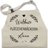 Kinderschürze Schürze Kinder Jungen Mädchen - Backschürze - Weltbeste Plätzchenbäckerin mit Name - 2-6 Jahre - Natur Weiß - mädchen+schürze für backen personalisierte backzubehör bäcker - 2-6 Jahre