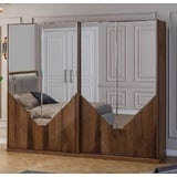 Casa Padrino Luxus Schlafzimmerschrank Braun 260 x 68 x H. 220 cm - Moderner Massivholz Kleiderschrank mit 2 Schiebetüren - Luxus Schlafzimmer Möbel