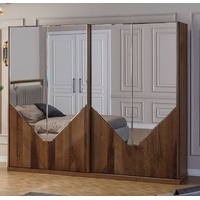 Casa Padrino Luxus Schlafzimmerschrank Braun 260 x 68 x H. 220 cm - Moderner Massivholz Kleiderschrank mit 2 Schiebetüren - Luxus Schlafzimmer Möbel