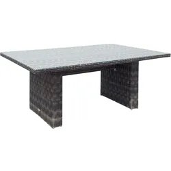 Polyrattan Garten Balkon Veranda 200x100 Glas-Tisch Esstisch Möbel Tisch Metall