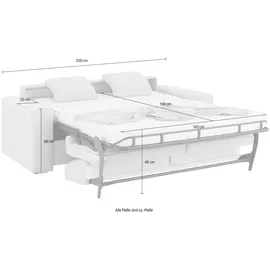 Home Affaire Schlafsofa »Roma Matratzenhöhe 14 cm« Dauerschlaffunktion, mit Unterfederung, Lattenrost, Matratze grau