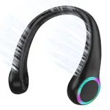 Tragbarer, Per Usb Aufladbarer Nackenventilator, Leise Und Zum Aufhängen Beim Sport Geeignet, Mit Farbigen Lichtern, Kleiner, Klingenloser Ventilator
