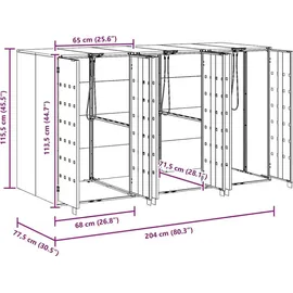 vidaXL Wagenmüllbehälter 204 x 77,5 x 115,5 cm silber
