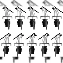 layba Ausgießer für Flaschen Silber Matt mit Verschlusskappe aus Kunststoff in 10er Set