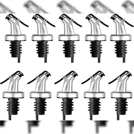 layba Ausgießer für Flaschen Silber Matt mit Verschlusskappe aus Kunststoff in 10er Set