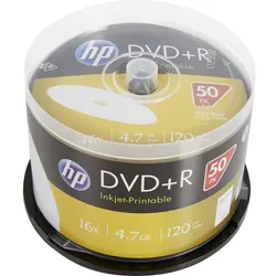 HP DRE00026WIP, DVD+R, 120 mm, Druckbar, Tortenschachtel, 50 Stück(e), 4,7 GB
