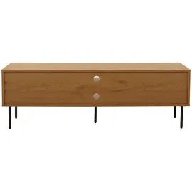 Mendler TV-Rack HWC-N78, Lowboard TV-Schrank, skandinavischer Stil Metall Holz Melamin MVG 50x150x40cm ~ natur