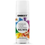 Onbest Sprühlack PREMIUM Lackspray 400 ml, Hohe Pigmentierung, Made in Germany weiß