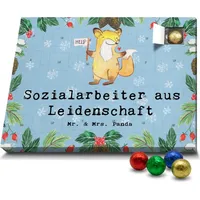 Mr. & Mrs. Panda Schoko Adventskalender Sozialarbeiter Leidenschaft - Blau Pastell - Geschenk, Rente, Schokoladen Adventskalender, Danke, Jubiläum - Blau