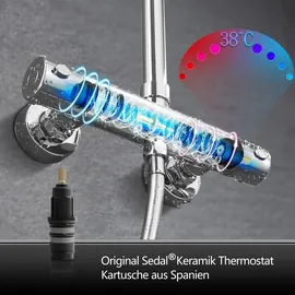 Görbach Duschset mit Thermostatarmatur Chrom 35 x 25 cm