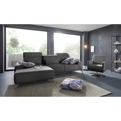 Ecksofa SIT & MORE "Gizeh L-Form", grau (steel), B:289cm T:178cm, Sofas, Fußhöhe 12 cm, inklusive Sitztiefenverstellung und Kopfteilverstellung
