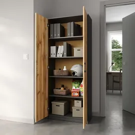 home collective Mehrzweckschrank 74 x 35 x 180 cm Grau/Braun