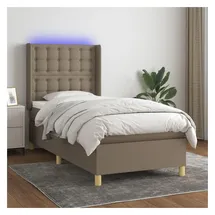 vidaXL Boxspringbett mit Matratze & LED Taupe 140x200 cm Stoff