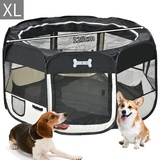 MC Star Oxford Welpenauslauf faltbar Welpenlaufstall Tierlaufstall für Hunde Hasen Meerschweinchen Katzen für innern oder außen, 8 Elemente,125 x 125 x 64cm,Schwarz