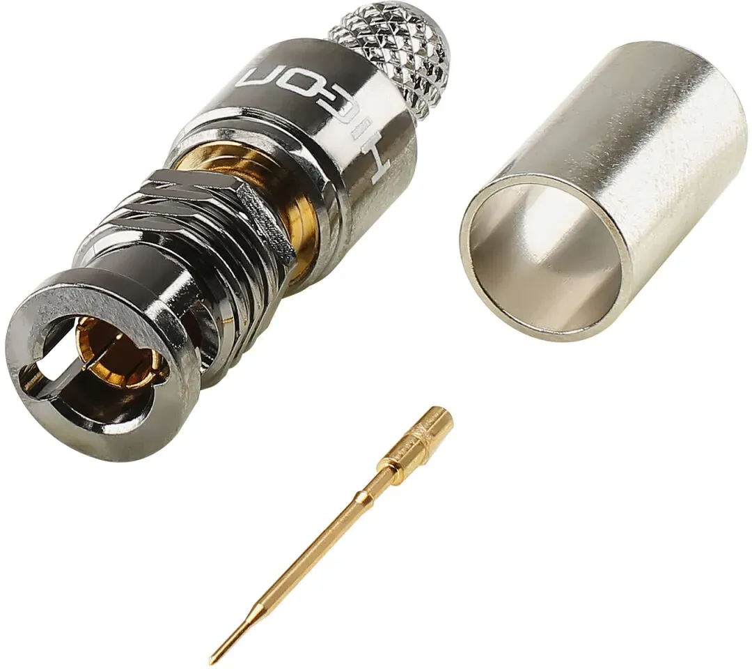 HICON Micro-BNC HD-SDI Crimp-Kabelstecker, gerade, nickelfarben