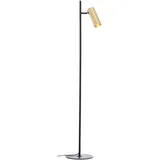 Lightbox LED Stehlampe | 130 x 22 x 24 cm | Standleuchte als Leselampe mit Fußschalter | schwenkbar | inkl. wechselbarem LED (GU10, 350 lm, 3000 K) | aus Aluminium in Sand Schwarz/Matt Goldfarben