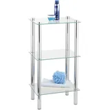 Wenko Regal Yago viereckig mit 3 Glasablagen, Badregal aus Edelstahl und Glas, 40 x 74 x 30 cm, platzsparende Aufbewahrung im Bad