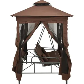 vidaXL Pavillon umwandelbare Schaukelbank 2,20 x 1,60 m kaffeebraun