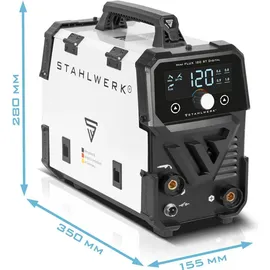 STAHLWERK Mini FLUX 120 ST Digital – Fülldrahtschweißen ohne Gas bis 120 A, kompakt, synergisch, LED-Licht, Lift-TIG- & MMA/ARC-... LIFT TIG Funktion