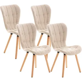 CLP Esszimmerstuhl Elda Stoff creme 4er Set