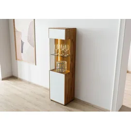 MASSIVMOEBEL24.DE Vitrine Wildeiche 45 x 38 x 168 cm Weiß