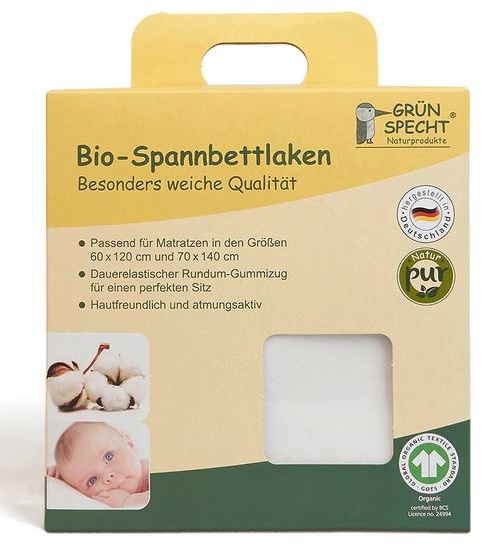 Grünspecht Naturprodukte Bio-Spannbettlaken - weiß Bettwäsche