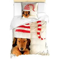 ABAKUHAUS Dackel Bettbezugs Set für Einzelbetten, Hund in der