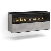 SKRAUT HOME Elektrokamin led, Realistischer Flammeneffekt, 102x45x35cm, 1 Öffnung, 1 Tür, Elektrokamin. Maße, Hängend, Moderner Stil, Zementgrau - Kühlen, Elektrokamine