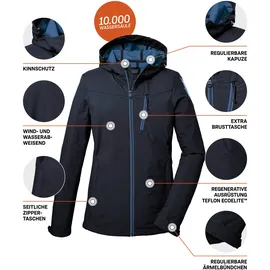 KILLTEC Damen Softshelljacke/Outdoorjacke mit Kapuze KOS 89 WMN SFTSHLL JCKT, 46, blau dunkelnavy,