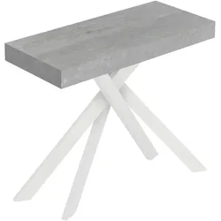 Ausziehbare Konsole 90x40/196 cm Saki Premium Kleine betonweiße Beine