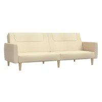 vidaXL Schlafsofa 2-Sitzer, Creme Stoff