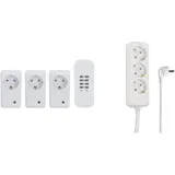 Unitec 48110 Funkfernschalterset mit Selbstlernfunktion, weiß & Hama Steckdosenleiste 3-fach (Mehrfachsteckdose ohne Schalter, Steckerleiste 1,4m, Verteilersteckdose GS-geprüft) weiß