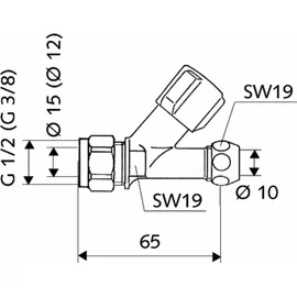 Schell Schrägsitzventil COMFORT DN 10, G 3/8 AG, d 12mm, KIWA, verchromt